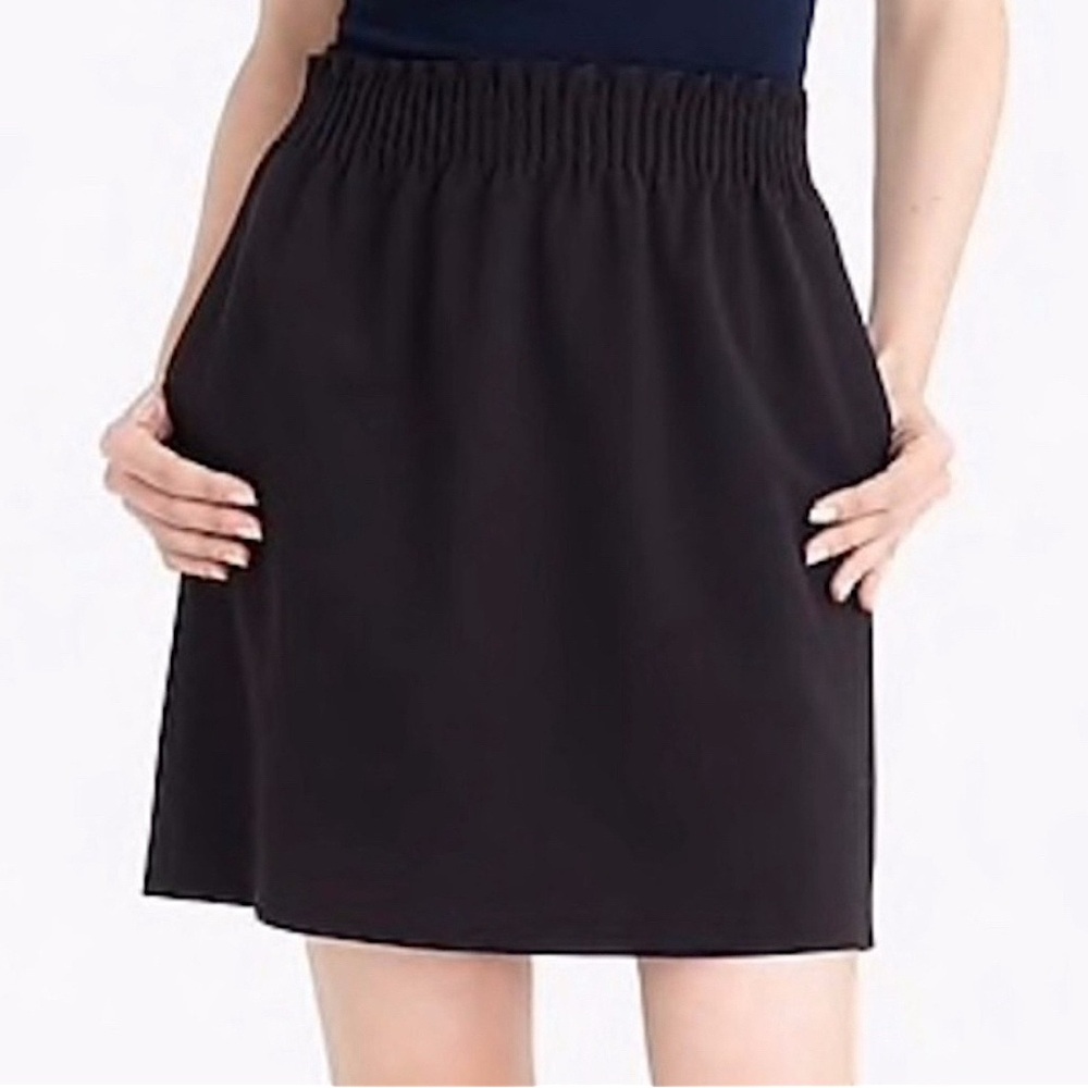 NWT J. CREW Womens Pull On Elastic Wool Mini Skirt Lined Black $70 MSRP Size 0